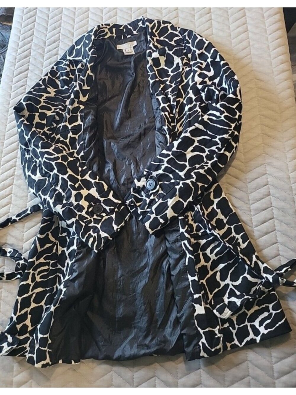 Luii Animal Print Jacket Small Tie Front Safari Chic Peplum Lightweight Coat - Picture 11 of 16